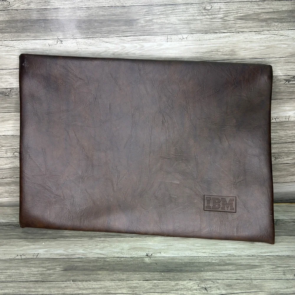 IBM Brown Document Portfolio Holder Leather Pouch Holder Bag Vintage Dad